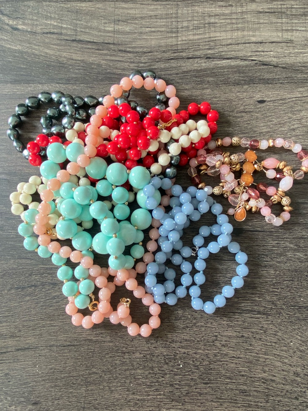Vintage Bead Jewelry Necklaces and Bracelet Crafting Antique Collection Set of 7